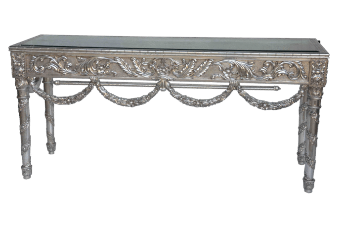 CON-821 classic scrollwork pure silver console table Dubai
