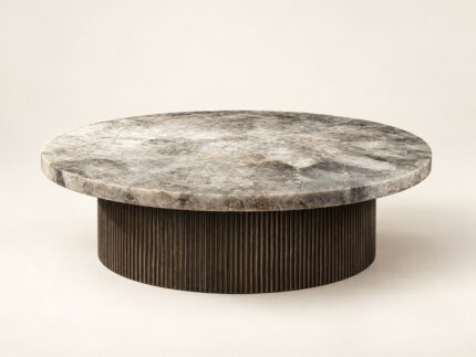 Smokey Quartz Top – Bronze Finish Base – Cocktail Table