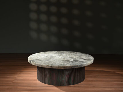 Smokey Quartz Top – Bronze Finish Base – Cocktail Table