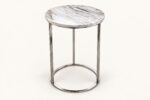 SS base with stone top end table on warm ivory background