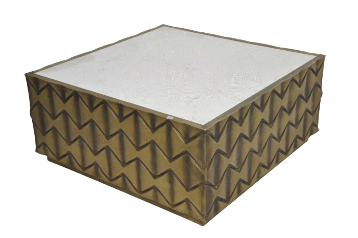 Brass Cladded Cocktail Table with Stone Top