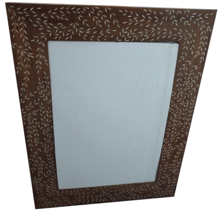 Teakwood Mirror Frame with Bone Inlay