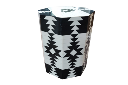 Black and White Resin Inlay End Table