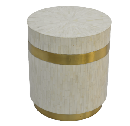 Bone Inlay Brass Cladded End Table