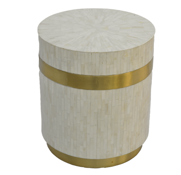 Bone Inlay Brass Cladded End Table