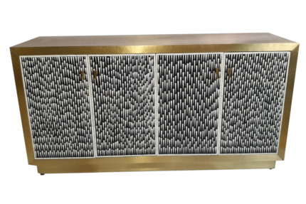 Modern cabinet with geometric black and white design
