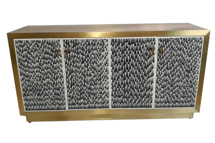 Modern cabinet with geometric black and white design