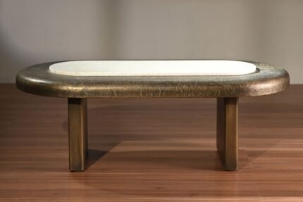 Brass Cladded Coffee Table with Marble Top