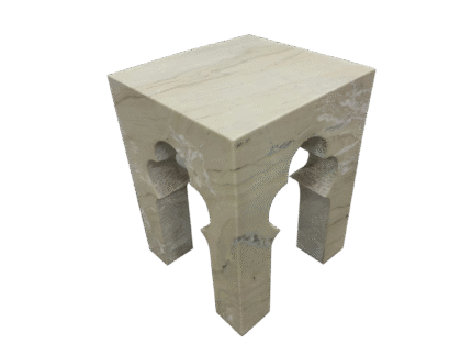 Elegant beige marble side table with arches