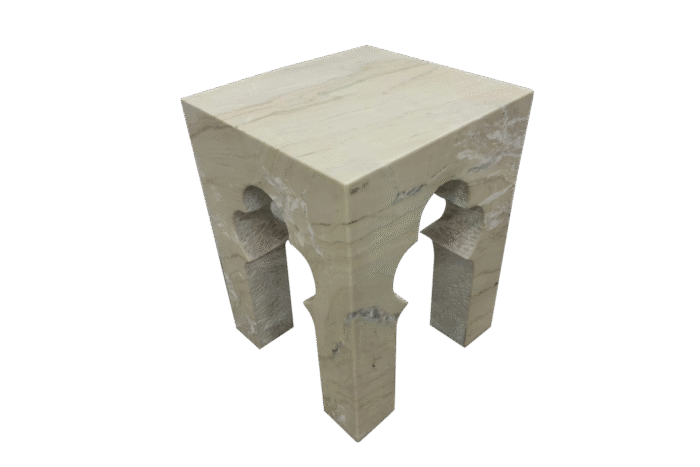 Elegant beige marble side table with arches