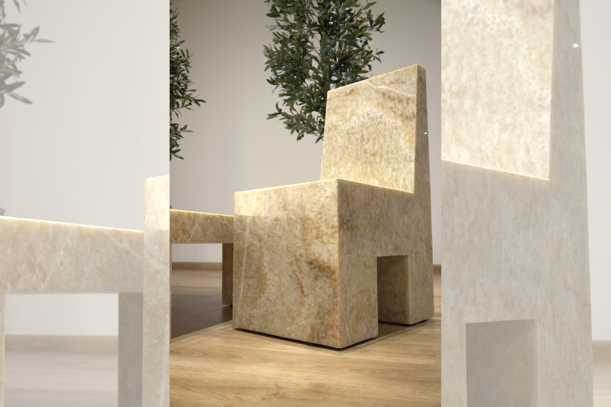 Honey Onyx Stone Chair