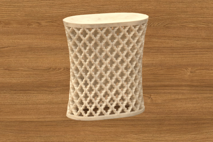 Makrana White Stone End Table