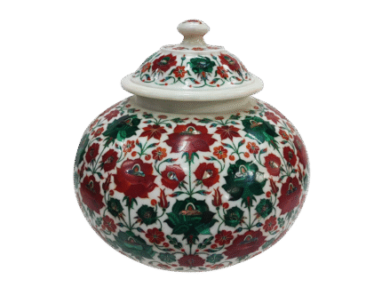 Ornate ceramic jar with floral decorative pattern