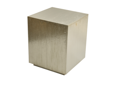 Silver metallic cube on a white background