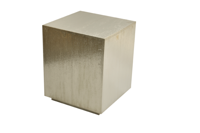 Silver metallic cube on a white background