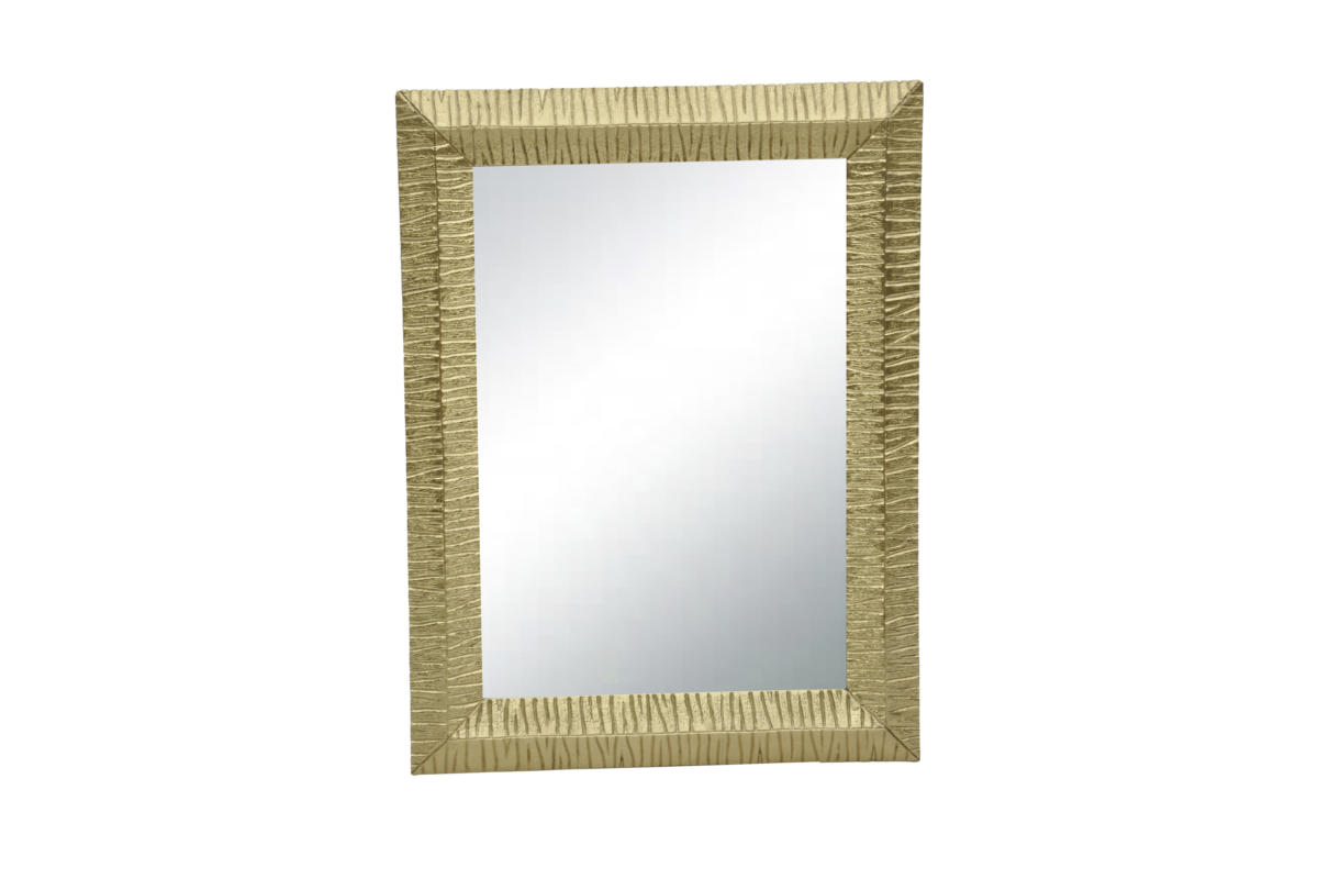 Rectangular mirror with textured wooden frame