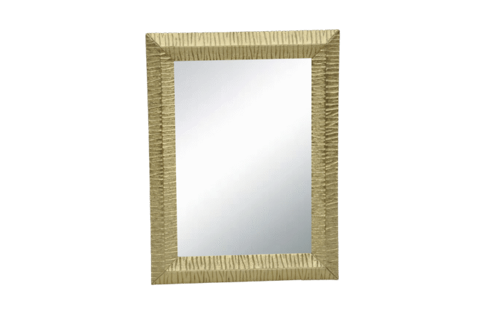 Rectangular mirror with textured wooden frame