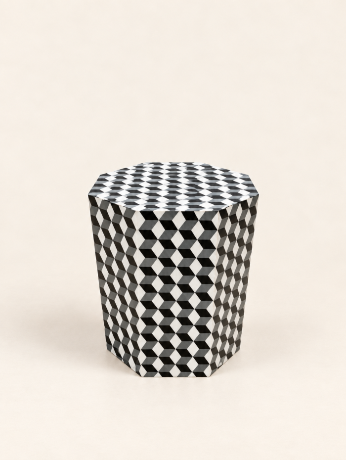 Monochrome Geometric Cube Pedestal.