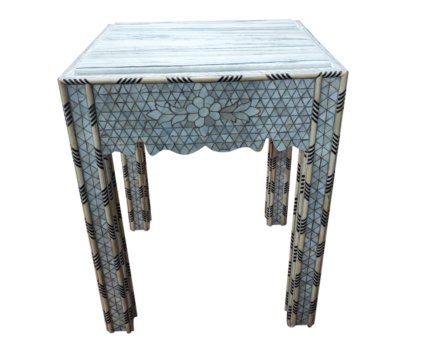Ornate geometric design wooden side table