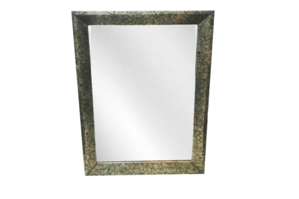 Antique rectangular mirror with ornate frame.