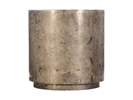 Elegant metallic cylindrical planter with marbled texture
