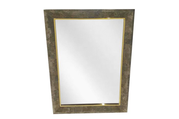 Pyrite Stone and Brass Mirror Frame