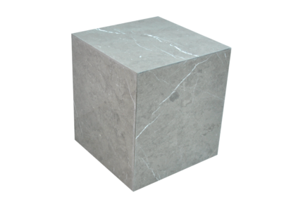 Gray marble cube with visible texture lines