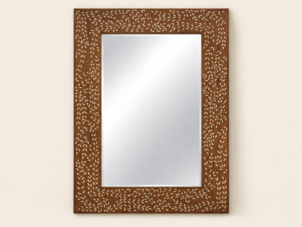 Teakwood Mirror Frame with Bone Inlay