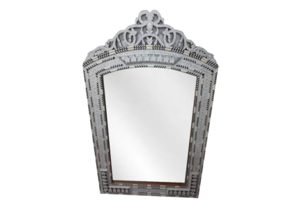 Teakwood Mirror Frame with Mother of Pearl Inlay