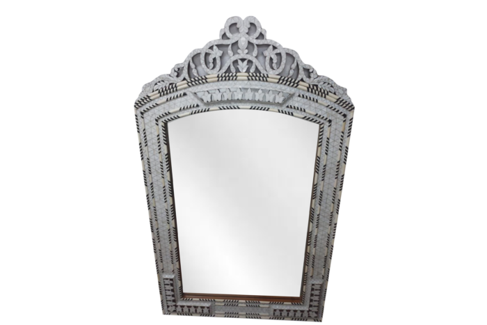 Teakwood Mirror Frame with Mother of Pearl Inlay