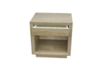 Wooden nightstand with open storage space.