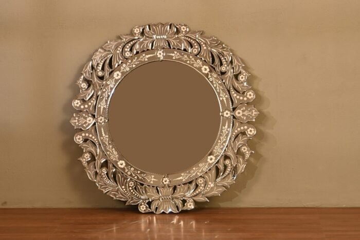 Elegant round decorative mirror with intricate design