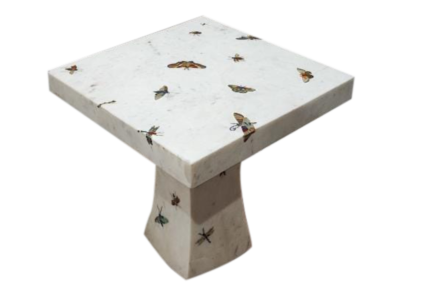 White Stone - Butterfly Design End Table