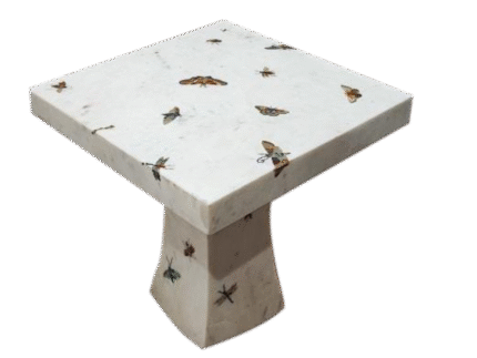 White Stone - Butterfly Design End Table