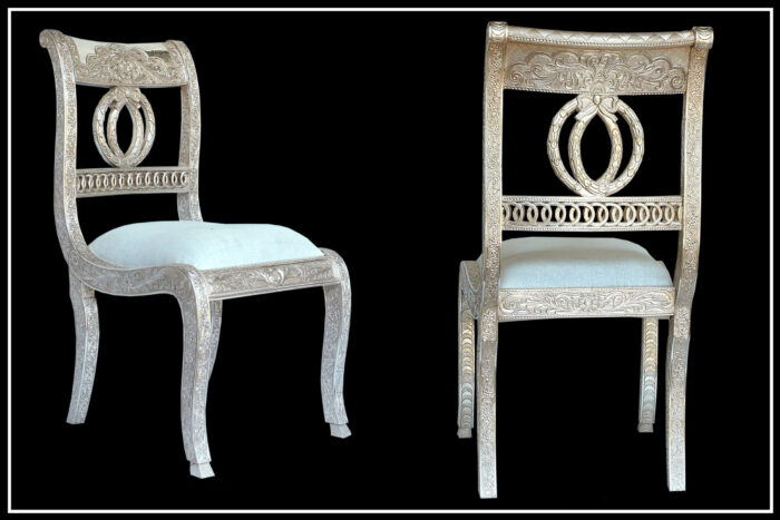 Pure silver chair by signature living Dubai