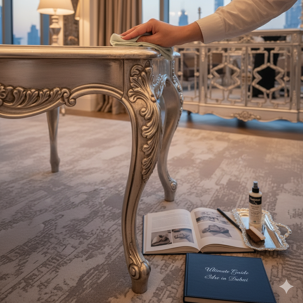 Professional cleaning silver furniture Dubai using microfiber cloth furniture care maintenance tips