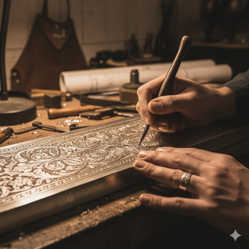Artisan crafting silver furniture Dubai, custom handcrafted silver investment furniture, authenticity and premium UAE craftsmanship