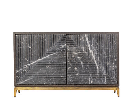 STONE PANEL 2 DOOR CHEST WITH BRASS CLADDED LEGS