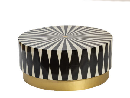 BONE INLAY COCKTAIL TABLE WITH BRASS BASE