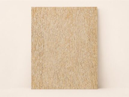 Rectangular bone inlay on plywood panel with dense ivory and warm beige linear texture