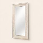 Rectangular Venetian glass mirror frame with a pale textured mosaic-style border